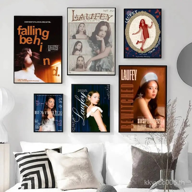 ยอดนิยม Beauty นักร้อง L-laufey Whitepaper โปสเตอร์กระดาษกันน้ําสติกเกอร์กาแฟ House Bar ความงาม Art 