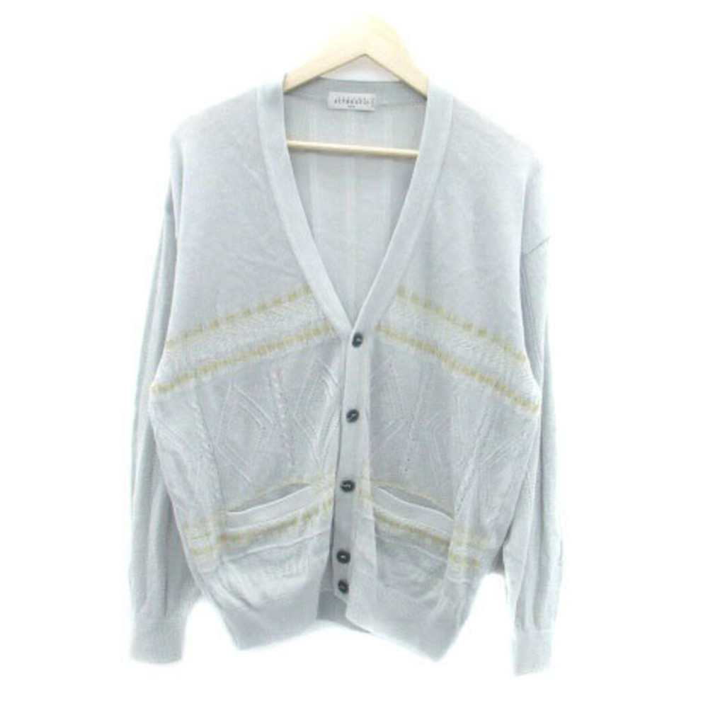 AUTHEN Cardigan linen yellow light blue Direct from Japan Secondhand