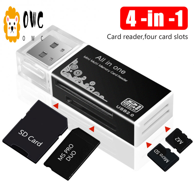 อะแดปเตอร์เครื่องอ่านการ์ด Micro SD 4 in 1 USB 2.0 สําหรับ SDHC MMC T-flash MS DUO