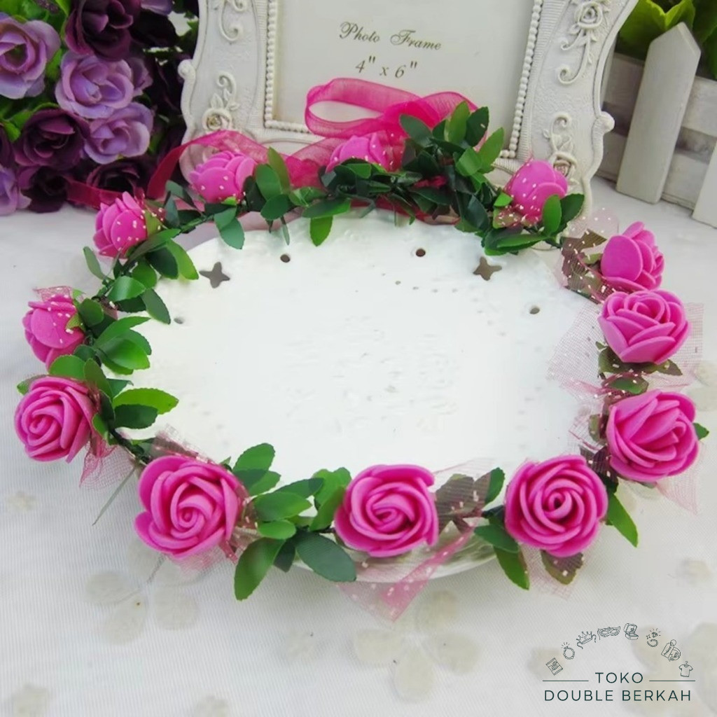 MAWAR Mini Rose Rainbow Color Flower Crown Bandana Crown Tie