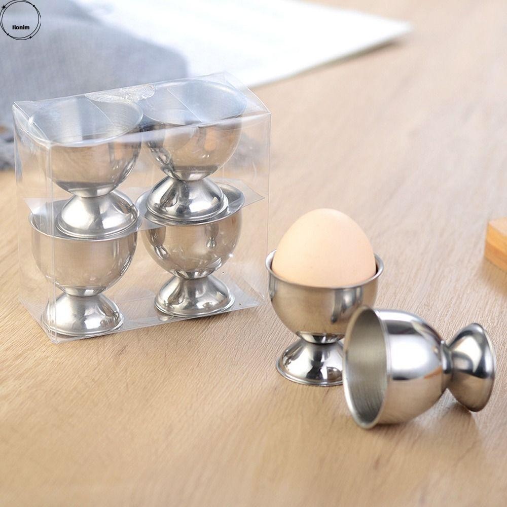 ILONIM ถ้วยไข่ต้ม 4 ชิ้น,ที่ใส่ไข่สแตนเลสสะดวก,ไข่แบบพกพาคุณภาพสูง Poach Stand Rack เครื่องมือห้องครัว
