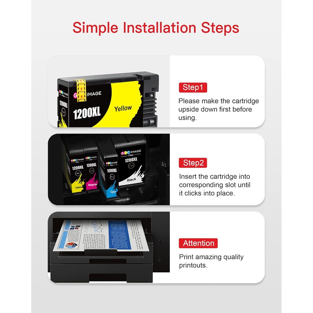 GPC Image ตลับหมึกที่รองรับสําหรับ 1200XL สําหรับใช้กับ MAXIFY MB2720 MB2320 MB2700 MB2120 MB2020 MB