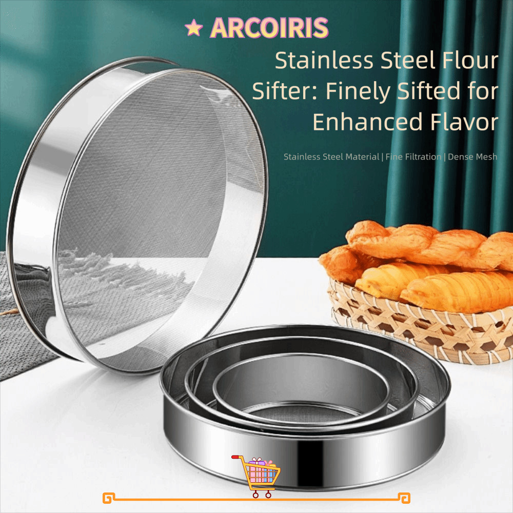 ตะแกรงแป้ง ARCOIRIS, ตะแกรงแป้งตาข่ายกลมสแตนเลส, ทนทาน 15/20/25/30 ซม.Ultra-fine 60 ตาข่ายแป้งเงินตะ