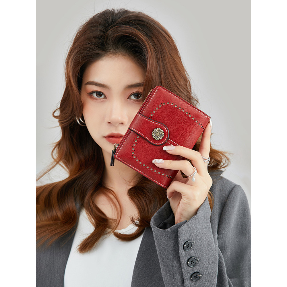 Forever young bester brand กระเป๋ กระเป๋าสตางค์ผู้หญิงแปรงกันขโมยแฟชั่นระดับไฮเอนด์กลวงสวยหรู