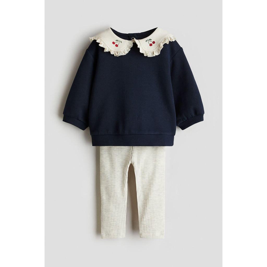 H&M(เอชแอนด์เอ็ม) ชุดเสื้อสเวตเตอร์และกางเกงเลกกิ้ง 2 ชิ้น Infants 2-piece sweatshirt and leggings s 1297229_1