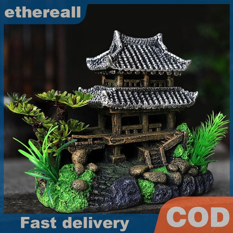 ETH ตกแต่งจําลองเรซิ่น Aquarium ตู้ปลาภูมิทัศน์ บ้าน รุ่น TH