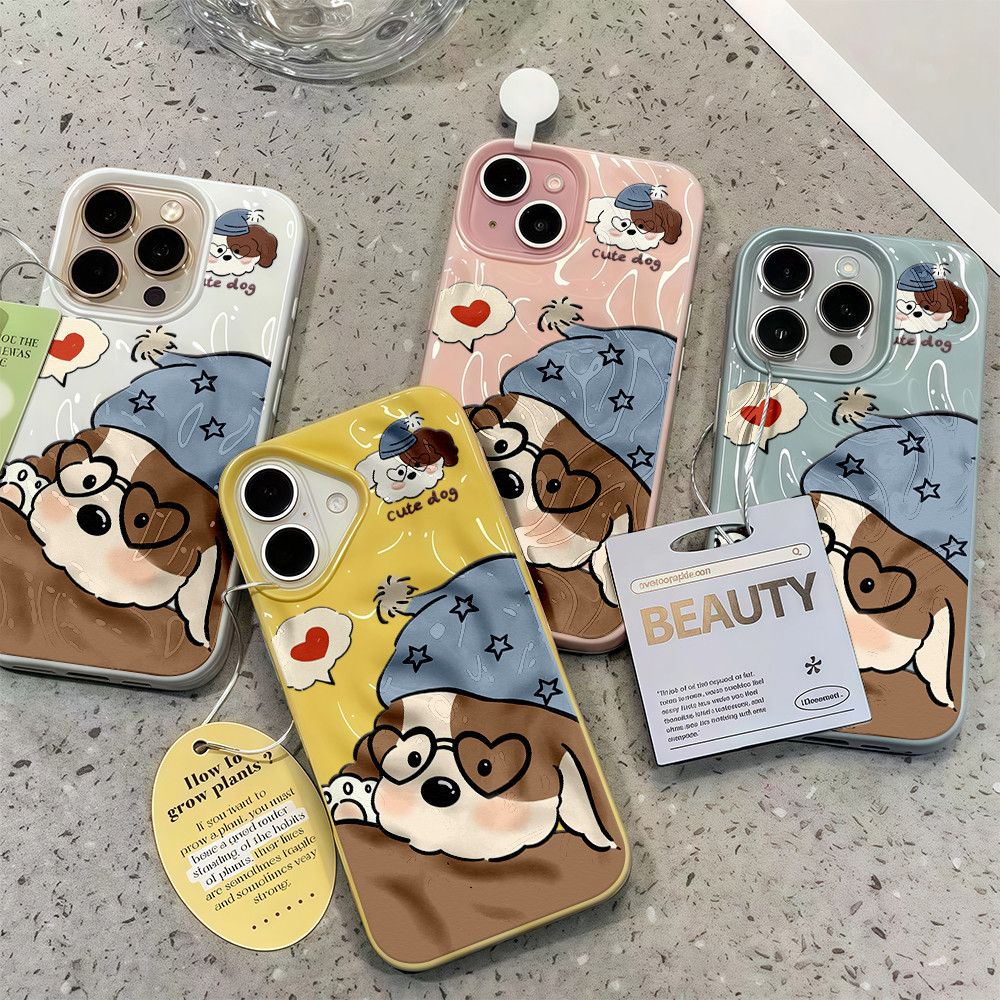 เคสไอโฟน13 ลูกสุนัขน่ารักที่กำลังนอนหลับ สำหรับ IPhone 15 11 16 13 14 12 Pro Max 15 12 13 Pro 16 7 14 15 Plus XR XS MAX
