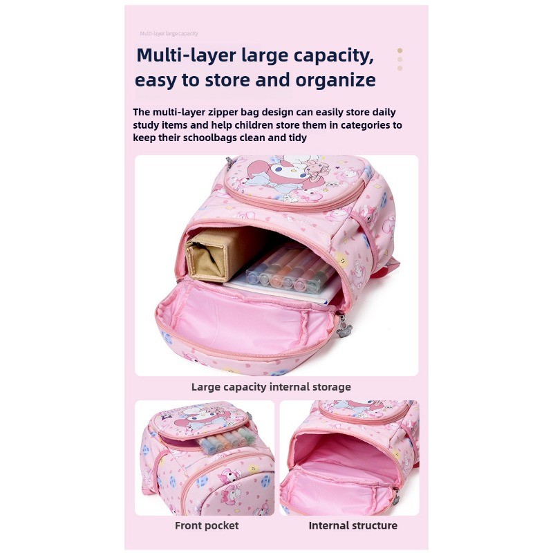 MOKO ชุดกระเป๋านักเรียน Hello Kitty & Kuromi กระเป๋าเป้+กล่องดินสอ เด็กอนุบาล ขนาด23x12x26ซม. น้ำหนักเบา - รูปที่ 7