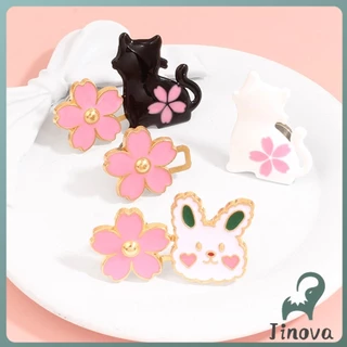 Jnv ตะขอปรับเอวกางเกง กระโปรง หัวเข็ม ลายดอกไม้/แมว/กระต่ายน่ารัก 1 ชิ้น Waist buckle