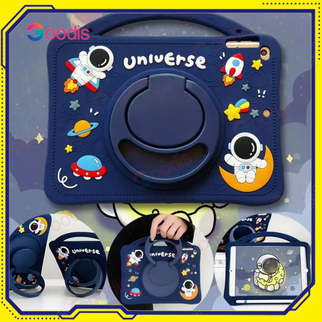 เคสนักบินอวกาศซิลิโคนนุ่มสําหรับ iPad 9th 8th 7th 10.2 "Pro 11 Air 4 5 6 2024 10.9 10 11 น่ารัก 360 หมุน Kickstand เด็ก