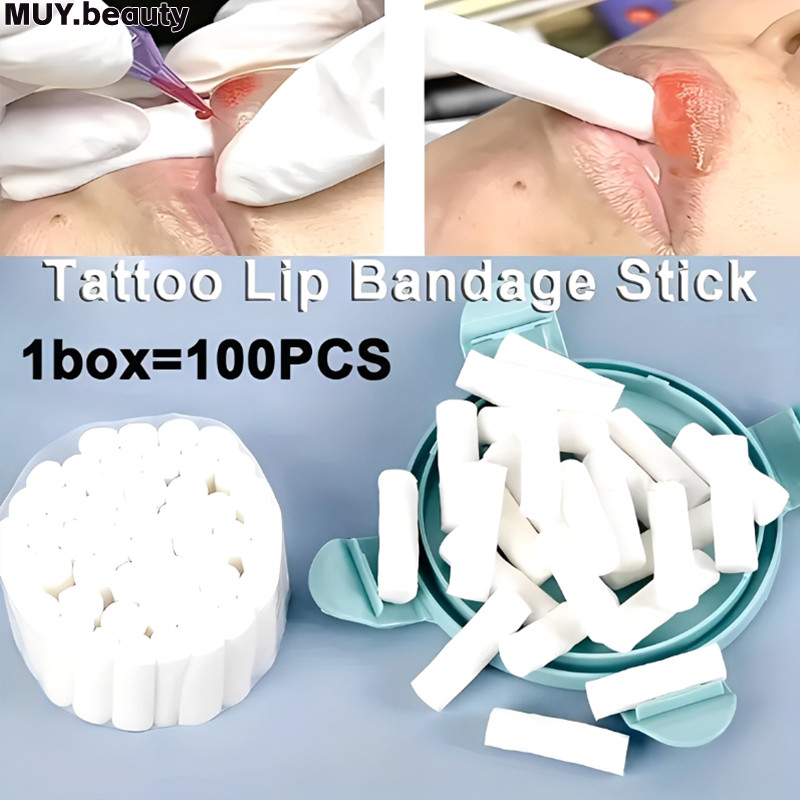 Tattoo Lip Bandage Stick Tattoo Swab แต่งหน้าถาวรเสริมสี Tattoo Lip อุปกรณ์ทิ้งเครื่องมือ