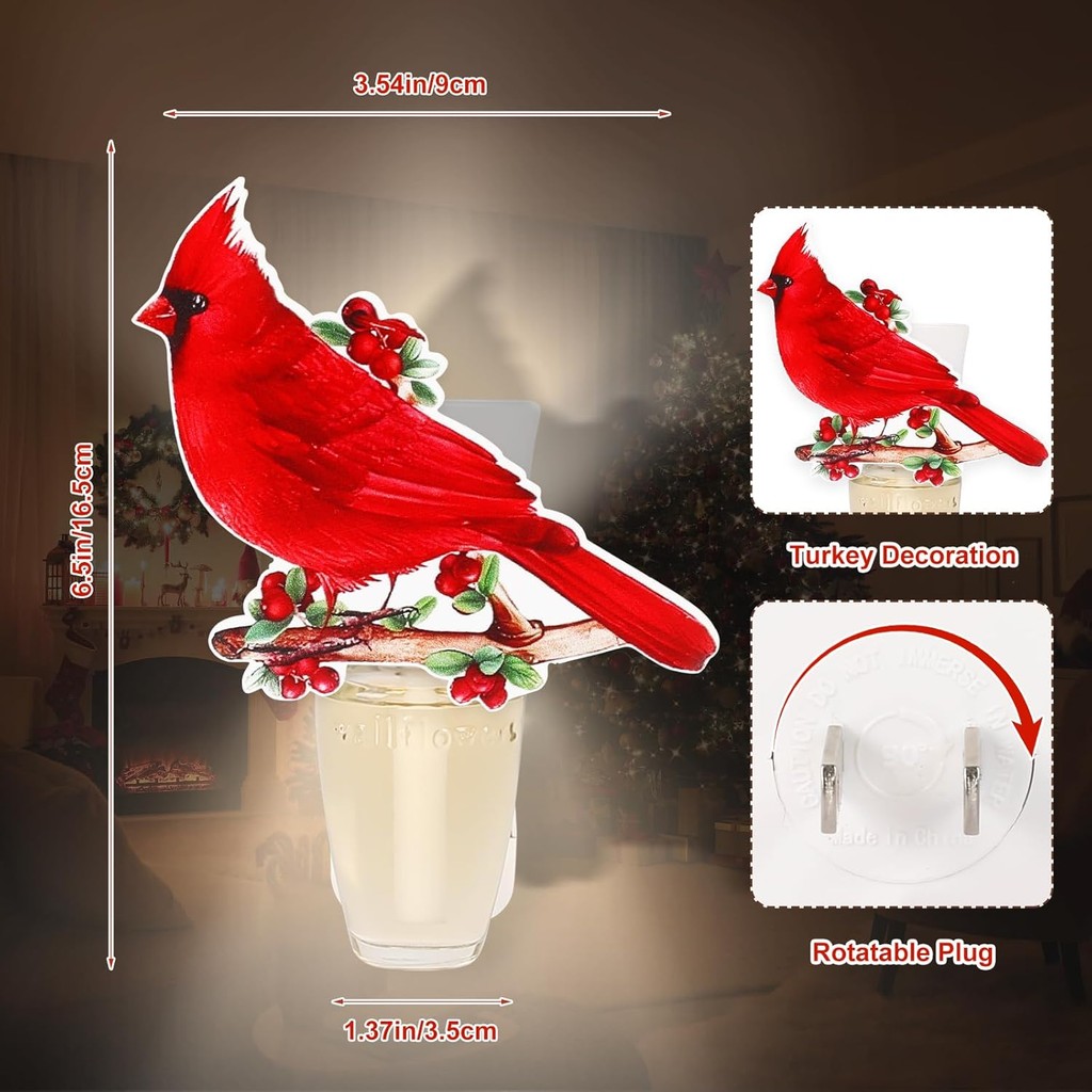 ปลั๊กน้ําหอมผนังคริสต์มาส 2 แพ็คพร้อมไฟกลางคืนเข้ากันได้กับ Bath & Body Works Xmas Cardinal WallFlow