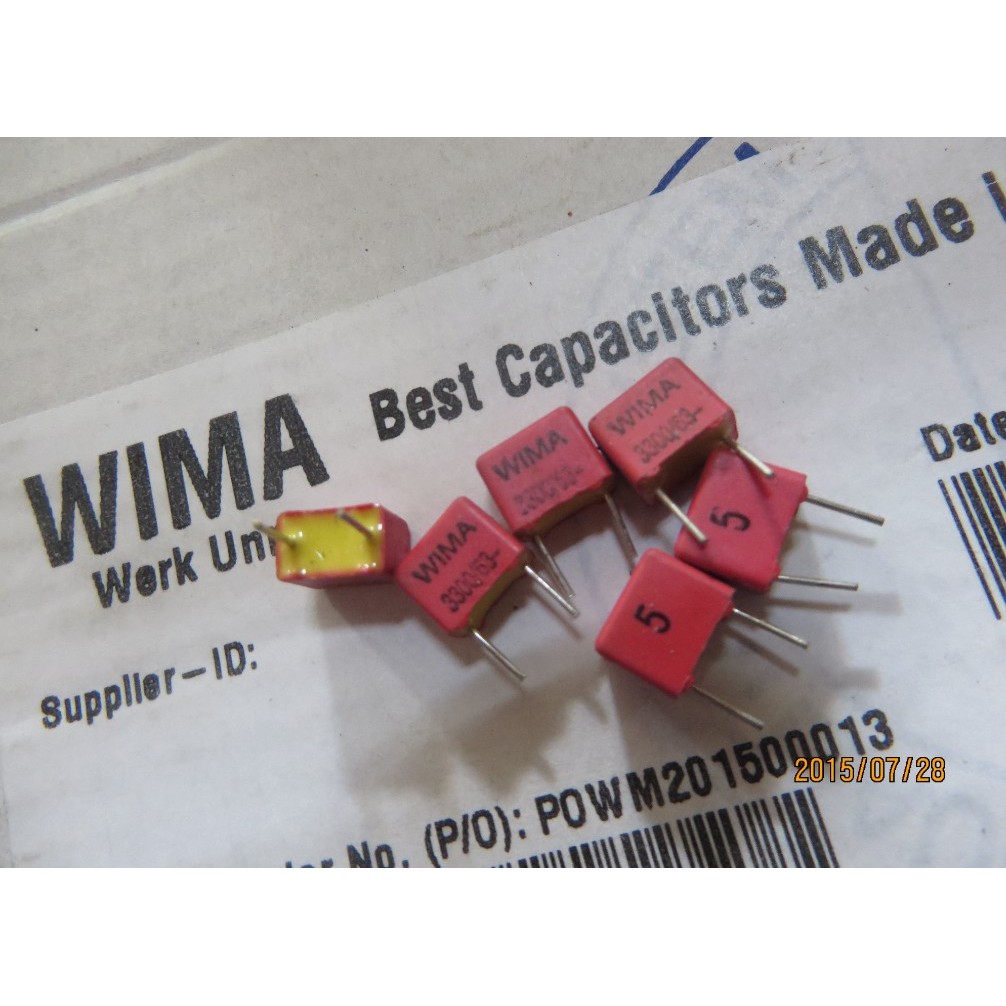 ทองแดงฟุต สีแดง WIMA FKP 3300pF/63V (3300P 332) ตัวเก็บประจุฟิล์ม