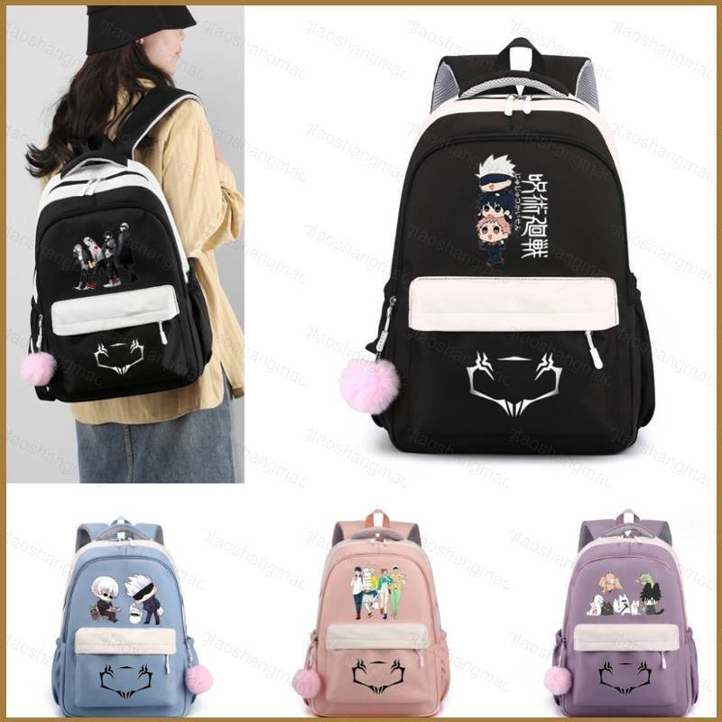 YT5 Jujutsu Kaisen กระเป๋าเป้สะพายหลังสําหรับนักเรียนความจุขนาดใหญ่น้ําหนักเบาพิมพ์อเนกประสงค์หญิงอะ