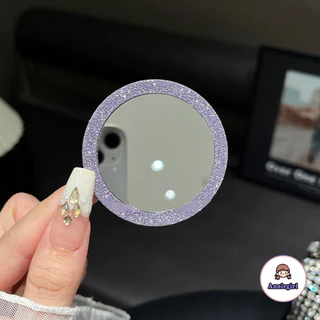 Creative Glitter กระจกแต่งหน้าสําหรับโทรศัพท์มือถือพร้อมแหวนดูดแม่เหล็ก Universal แฟชั่นอุปกรณ์เสริมโทรศัพท์กาวสไตล์กลางแจ้งแบบพกพา