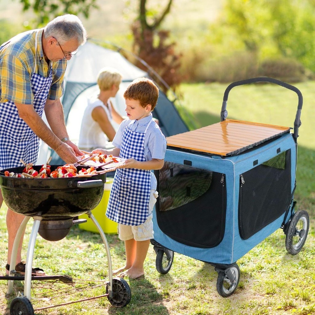 รถเข็นสัตว์เลี้ยง Old Dog Pet Cart Outing Cart Walking Bag Medium Large Dogs Cats Dogs Folding Large