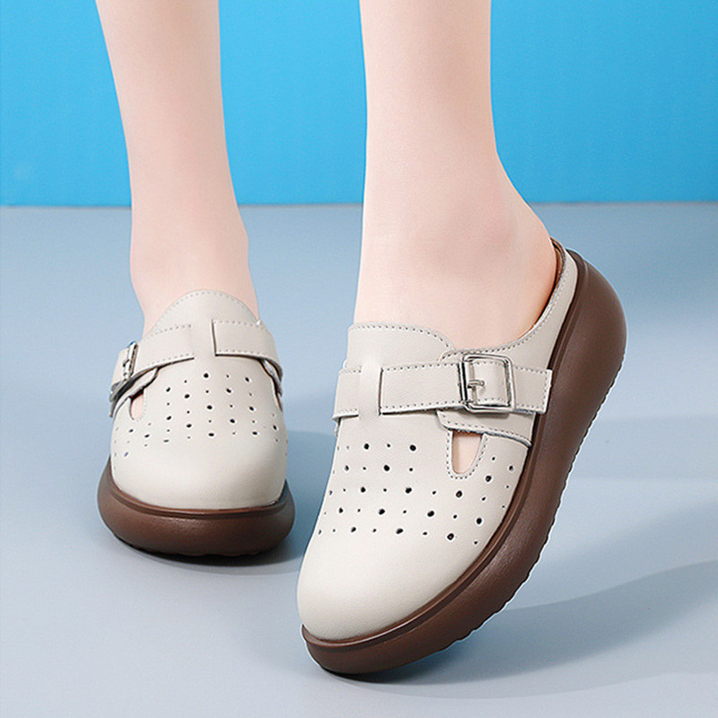 MVP รองเท้าแตะส้นหนาระบายอากาศได้ดีสำหรับผู้หญิง กันลื่น รองเท้าแตะลำลองกลางแจ้งแบบปิดหัว - รูปที่ 3