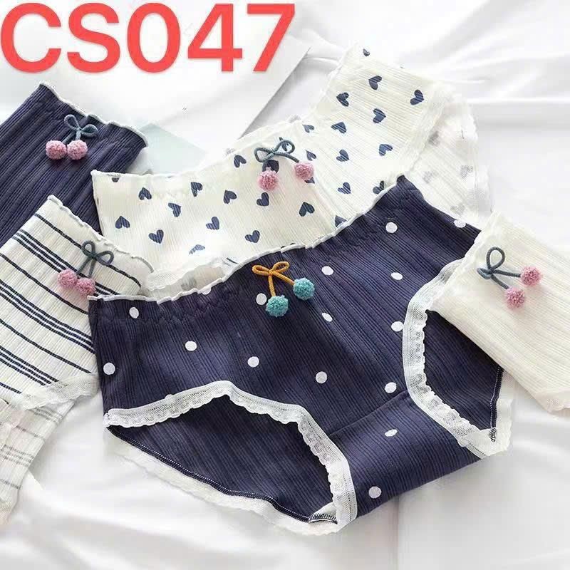 Polka Dot Heart Pattern CS047 - Combo กางเกงลายดอกไม้ 5 ตัว มีโบว์ สําหรับเด็กผู้หญิง ผ้าคอตตอน