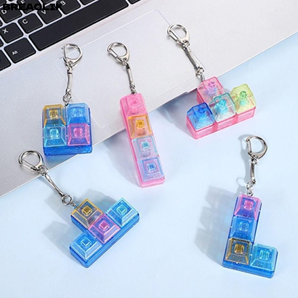 BREAOLIC Fidget พวงกุญแจ, 4 คีย์ปุ่มคีย์บอร์ดนิ้ว, ปุ่มกดผ่อนคลายความเครียดบรรเทาผ่านเวลา Clicker ของเล่นจี้สําหรับผู้ใหญ่