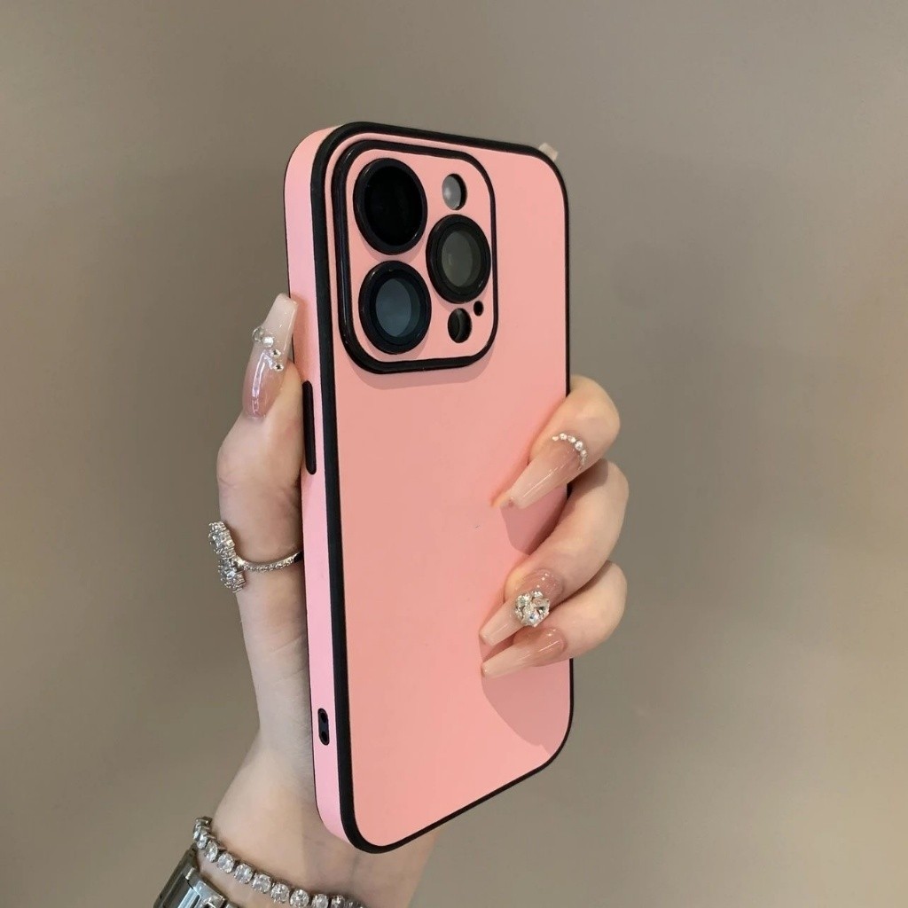เคสโทรศัพท์หนังมังสวิรัติหรูหราสําหรับ iPhone 15/14/13/12/11 Pro Max | เปลือกแข็งกันกระแทกพร้อมฟิล์มเลนส์สําหรับป้องกันกล้อง