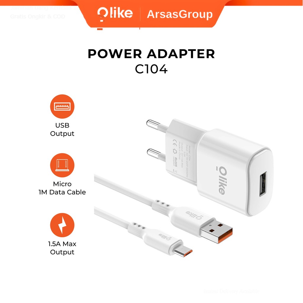 Olike C104 Charger Head Charger Adapter Fast Charging 5V/1.2A สมาร์ทป้องกัน C104 Micro และ Type C