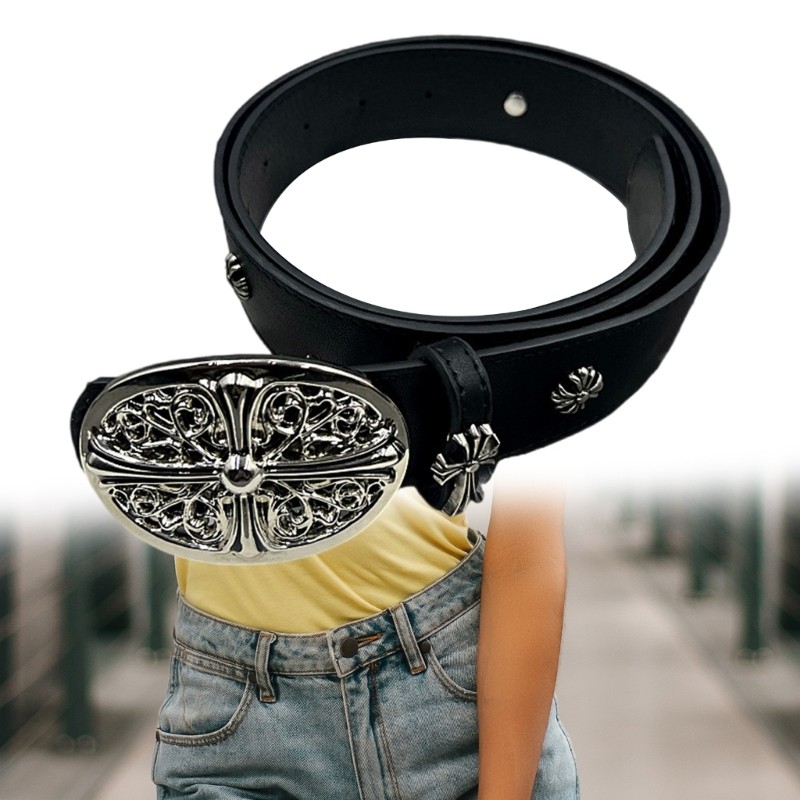 smile* Punk Rock Style เข็มขัดปรับได้ทนทานสําหรับผู้หญิงชุดลําลอง