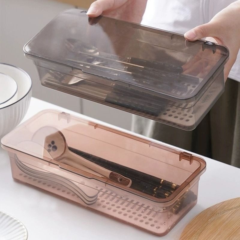 ถาดบนโต๊ะอาหารในครัว 1/2/3 ชิ้นพร้อมท่อระบายน้ํา – กล่องเก็บของกันฝุ่นกันน้ําแบบพลิกด้านบนสไตล์ Ins ราคา ถูกที่สุด ดีลบีเคเค แกลเลอรีภาพที่ 4
