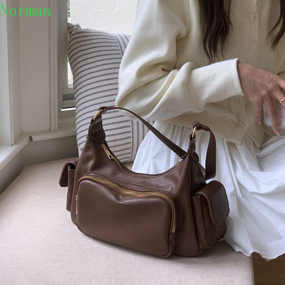 NORMAN1 กระเป๋าสะพายย้อนยุค, Y2K Spice Girl Hobo Bag, Trend Handbag Fashion Korean Armpit Bag Girls