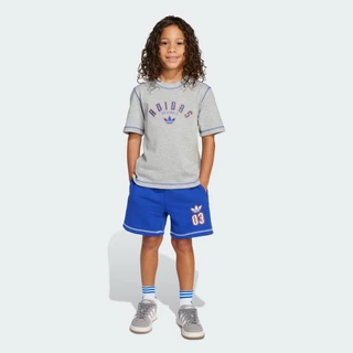 adidas ไลฟ์สไตล์ ชุดเสื้อยืดและกางเกงขาสั้นสำหรับเด็ก เด็ก สีเทา JX5258