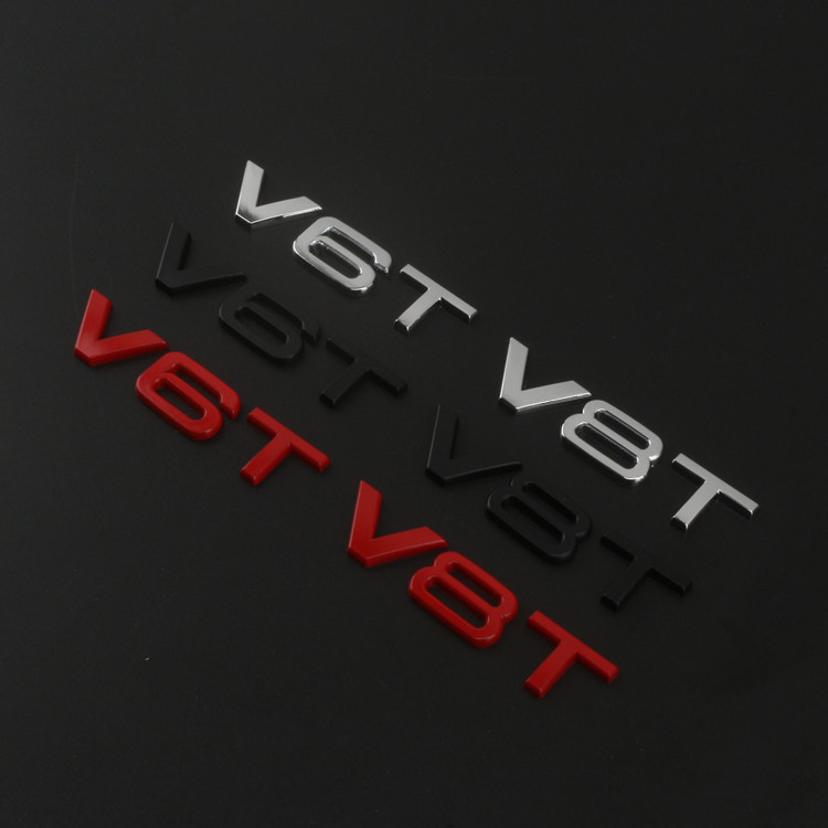 เหมาะสําหรับ V8T Tail Label A4L ป้ายรถ Word Audi A6L สติกเกอร์รถ Q5 ป้ายด้านข้าง A7Q3Q7V6T ป้ายรถ