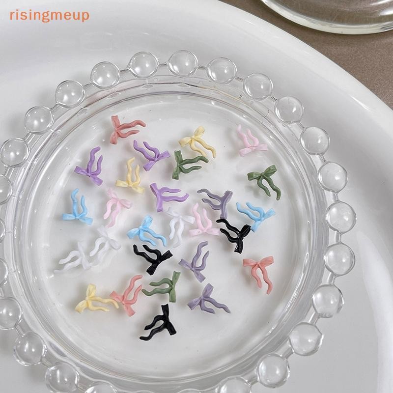 [risingmeup] 50 ชิ้น Waved ริบบิ้นโบว์ตกแต่งเล็บสีทึบ Bowknots เรซิ่นตกแต่งเล็บสําหรับ DIY Hairpin เล็บอะไหล่ใหม่ - รูปที่ 6