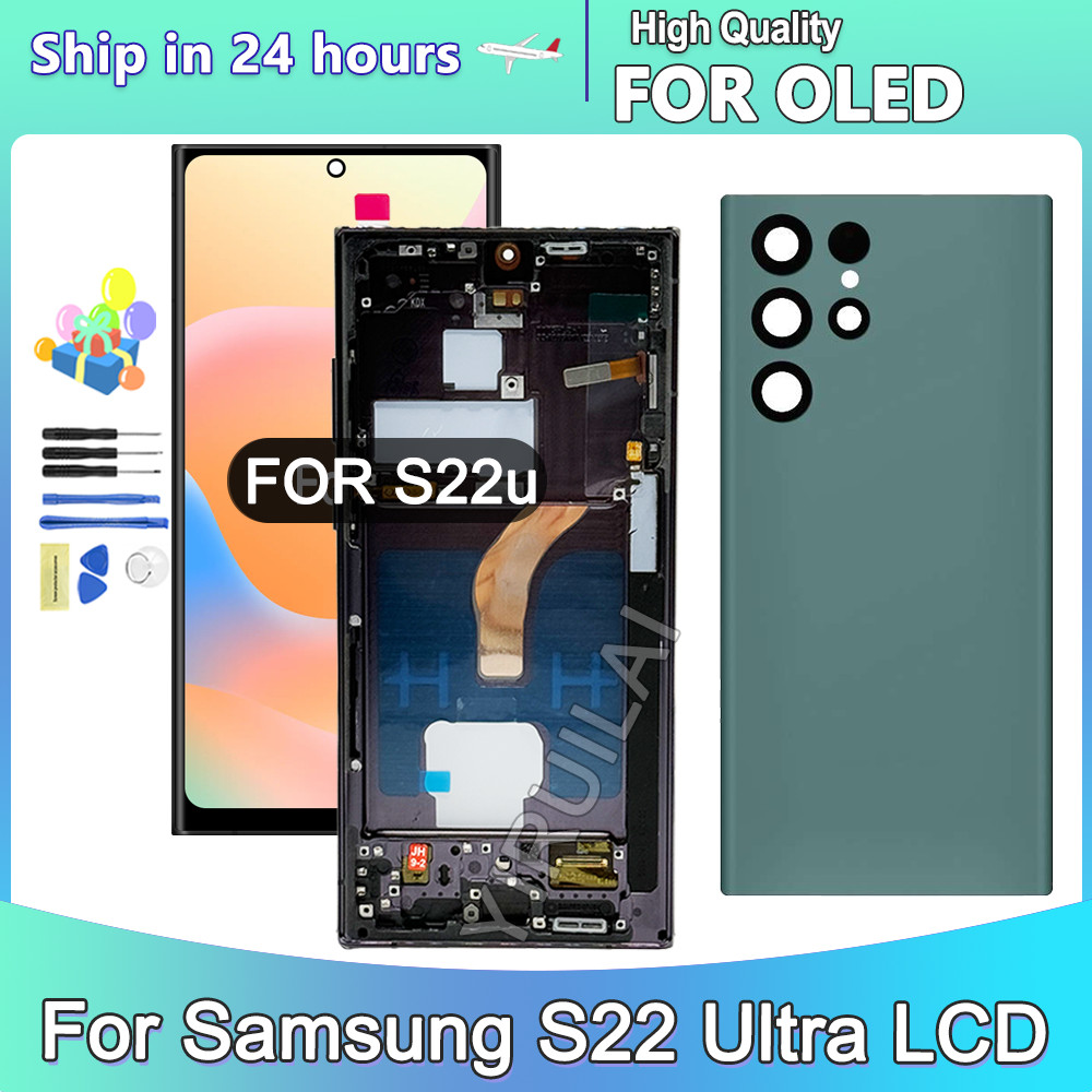 6.67 OLED สําหรับ Samsung Galaxy S22 Ultra 5G S908B S908B/DS จอแสดงผลหน้าจอสัมผัส Digitizer S22 Ultr