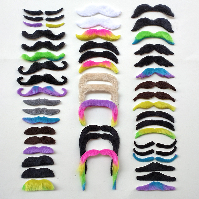 อุปกรณ์ประกอบฉากฮาโลวีนเคราปลอม 6 รูปทรงที่แตกต่างกันที่มีสีสันจําลองเครา 4 อุปกรณ์ประกอบฉากคอสเพลย์