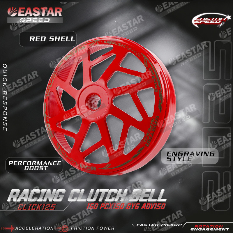 เฉพาะกระโหลกครัช Lead Giorno Click125/150 Pcx150 Adv150 Gy6 กระดิ่งคลัชซิ่ง / ฝาครอบคลัช สไตล์แกะสลัก (สีแดง)