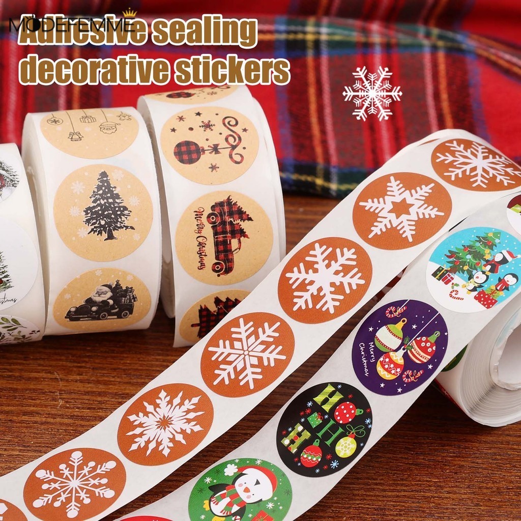 [H&L]สติ๊กเกอร์กาวธีมคริสต์มาส - ซีลกระดาษเคลือบพร้อมตะแกรงสําหรับ DIY & Decor (1/3/5 ม้วน) ﻿
