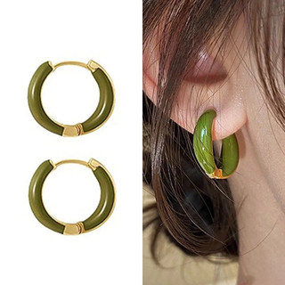 French Elegant Drip Glaze Hoop Earrings Light Luxury High-End Design Plain Multicolor Earrings