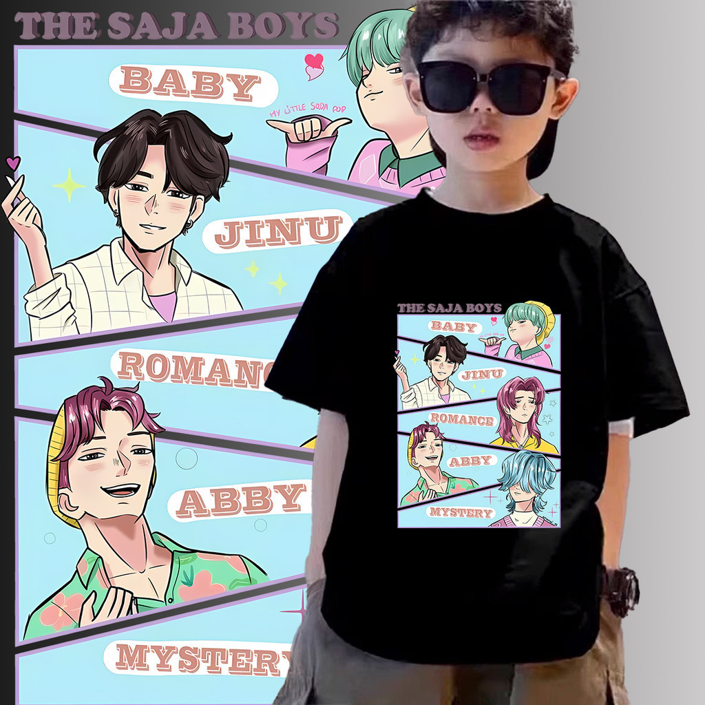 เสื้อยืดพิมพ์ลายเด็กชาย Kpop Demon Hunters 2d สําหรับเด็กแขนสั้นแฟชั่น