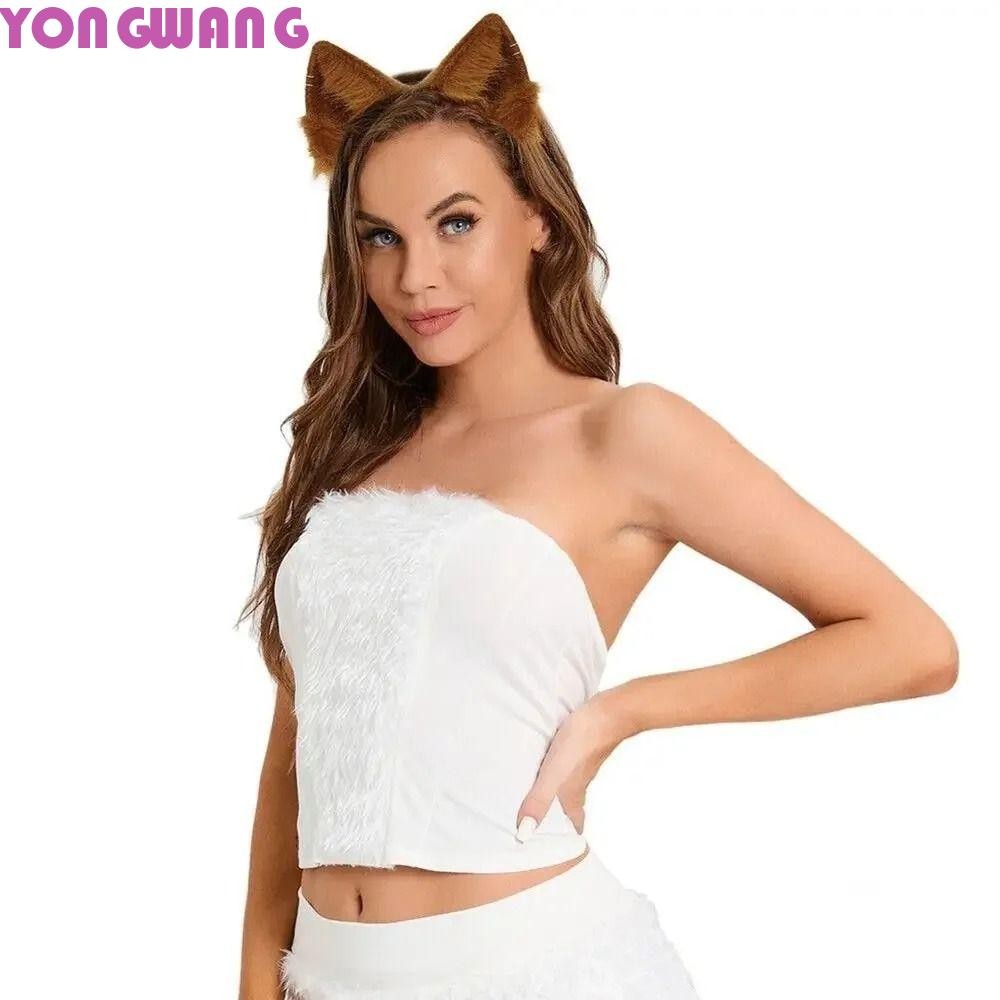 YONGWANG66HR 1 ชุดฮาโลวีนคอสเพลย์อุปกรณ์เสริม,หูแมวหางฮาโลวีนสัตว์คอสเพลย์ Props, สร้อยคอปรับ Photo 