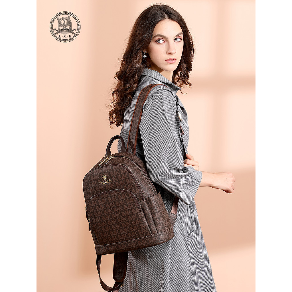 ฝรั่งเศส LMK กระเป๋าเป้สะพายหลังแบรนด์ดังผู้หญิง 2023 สไตล์ใหม่แฟชั่น All-Match ขนาดใหญ่-ความจุ Leis