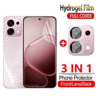 3 In 1 ด้านหน้ากลับฟิล์มไฮโดรเจลนุ่มสําหรับOppo A6 A6x A6t A6s A6i A6Pro A6tPro OppoA6 OppoA6Proฟิล์มไฮโดรเจลนุ่มป้องกันหน้าจอฟิล์มเต็มครอบคลุมด้านหน้ากล้องเลนส์กลับ