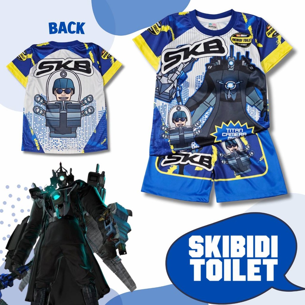 (SKBD0913#13) ชุดเด็ก เสื้อแขนสั้น+กางเกงขาสั้น ผ้าไมโครเกรดA ลายการ์ตูนคาเมร่าแมน เสื้อผ้าเด็กแฟชั่น ชุดเด็กลายการ์ตูน