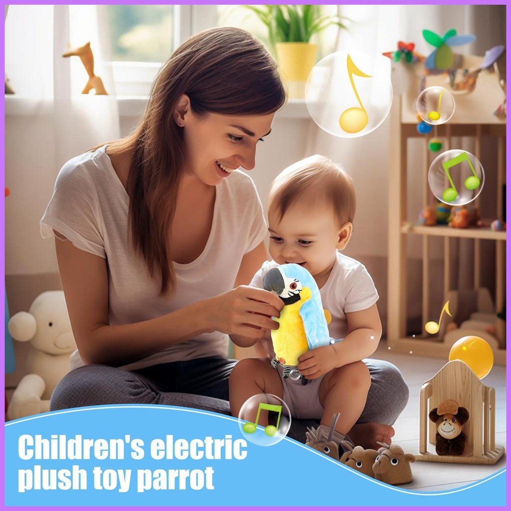 ทําซ้ําของเล่นบันทึกตุ๊กตาสัตว์ตุ๊กตา Twerking นกแก้วคําพูดการฝึกอบรมของเล่นเด็กห้องเรียน Daycare เน