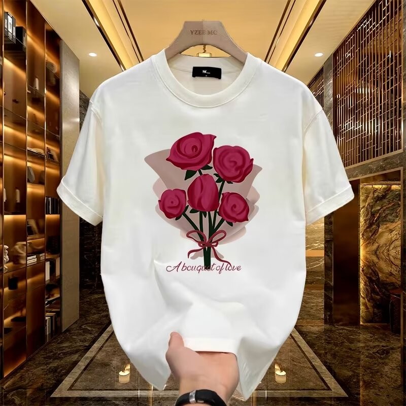 2025 NEW 2025 Unique Couple T-Shirts 2025 New Summer Trendy Internet Celebrity High-End Short Sleeve