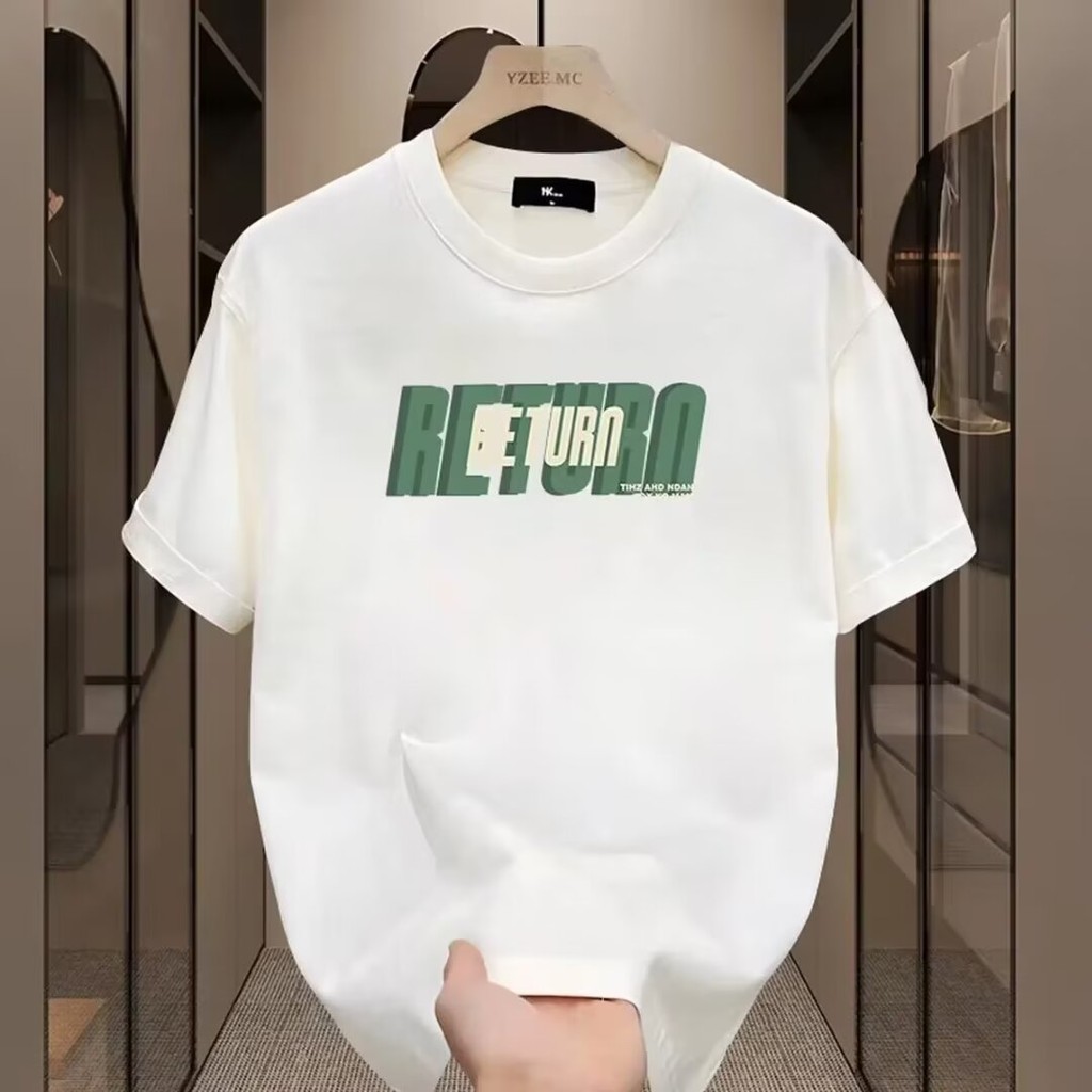 COD 20252024 Summer Cotton Short Sleeve T-Shirt New Couple Print Trendy Brand Round Neck Casual Top 