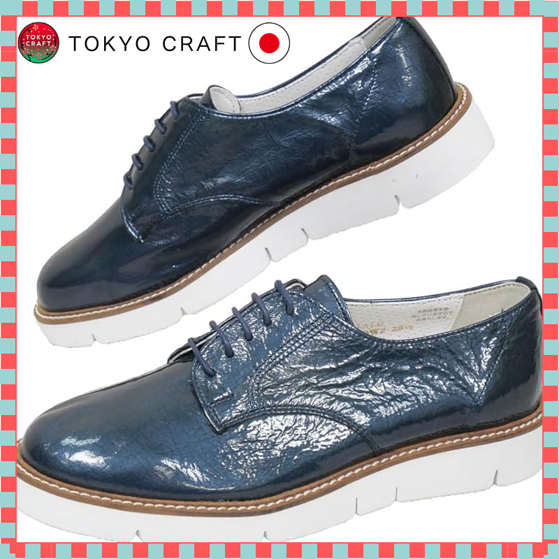 [Haruta] 370W2 Lace-Up Oxford Shoes Width 2E Ladies Blue Patent Leather (S1623) 23.0cm