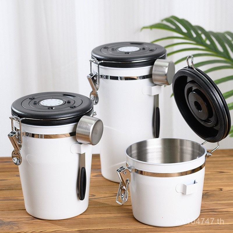 ซ้อนรูปแบบใหม่ 2024 กล่องเก็บของถังสุญญากาศ ถังเก็บหลากสี ชุดสแตนเลส วาล์วไอเสียทางเดียว กาแฟ CSKA