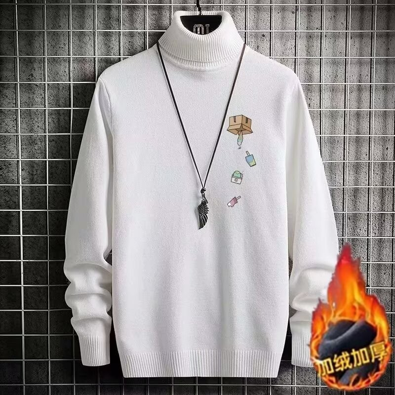 COD 2025 High Neck Sweater Men Trendy Brand Ins Loose Lazy Style National Trend Base Sweater Youth V