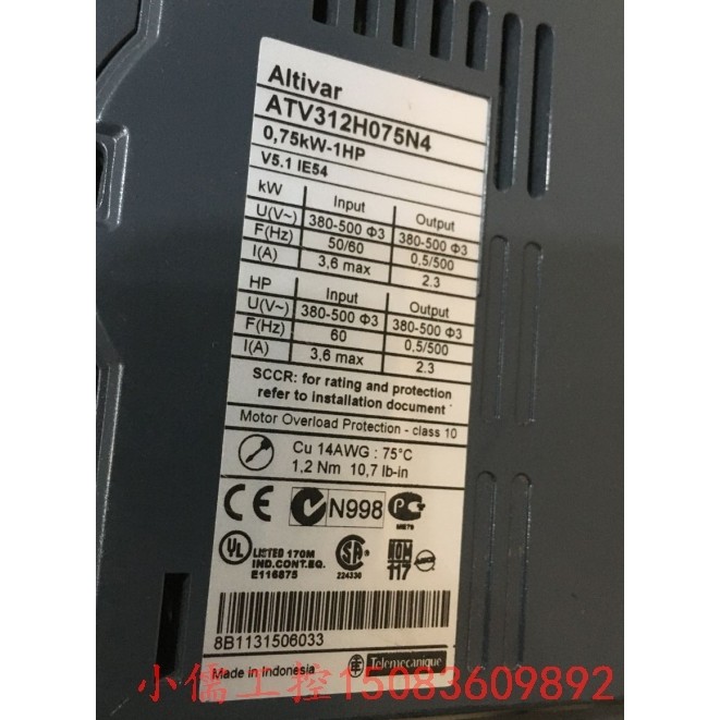 อินเวอร์เตอร์มือสอง Schneider มือสอง ATV312H075N4 0.75KW สามขั้ว 380V