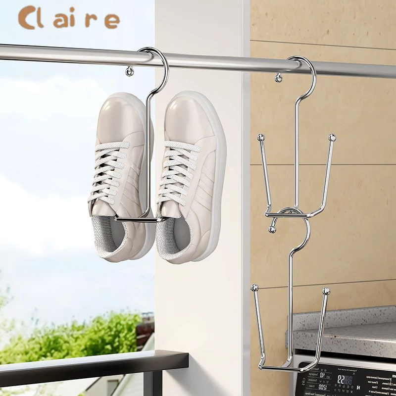 COD 1 ชิ้น สแตนเลส ไม้แขวนรองเท้า ที่ตากรองเท้า สินค้าพร้อมส่งในไทย Shoe drying rack Claire