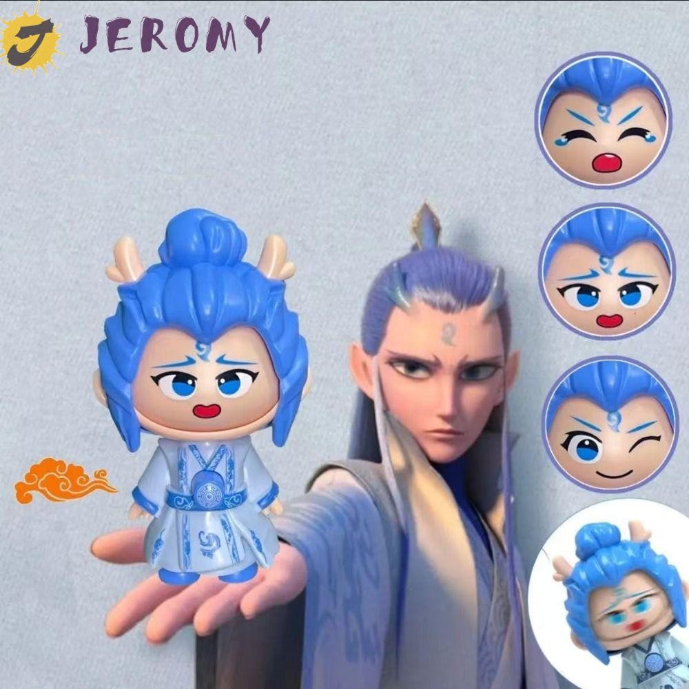 JEROMY NeZha2 ตุ๊กตาเปลี่ยนหน้า,พลาสติกตัวละครภาพยนตร์ NeZha Face Makeup Toy, Interactive Toy Model 